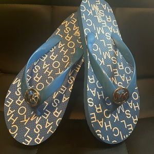 Michael Kors Blue Flip Flops